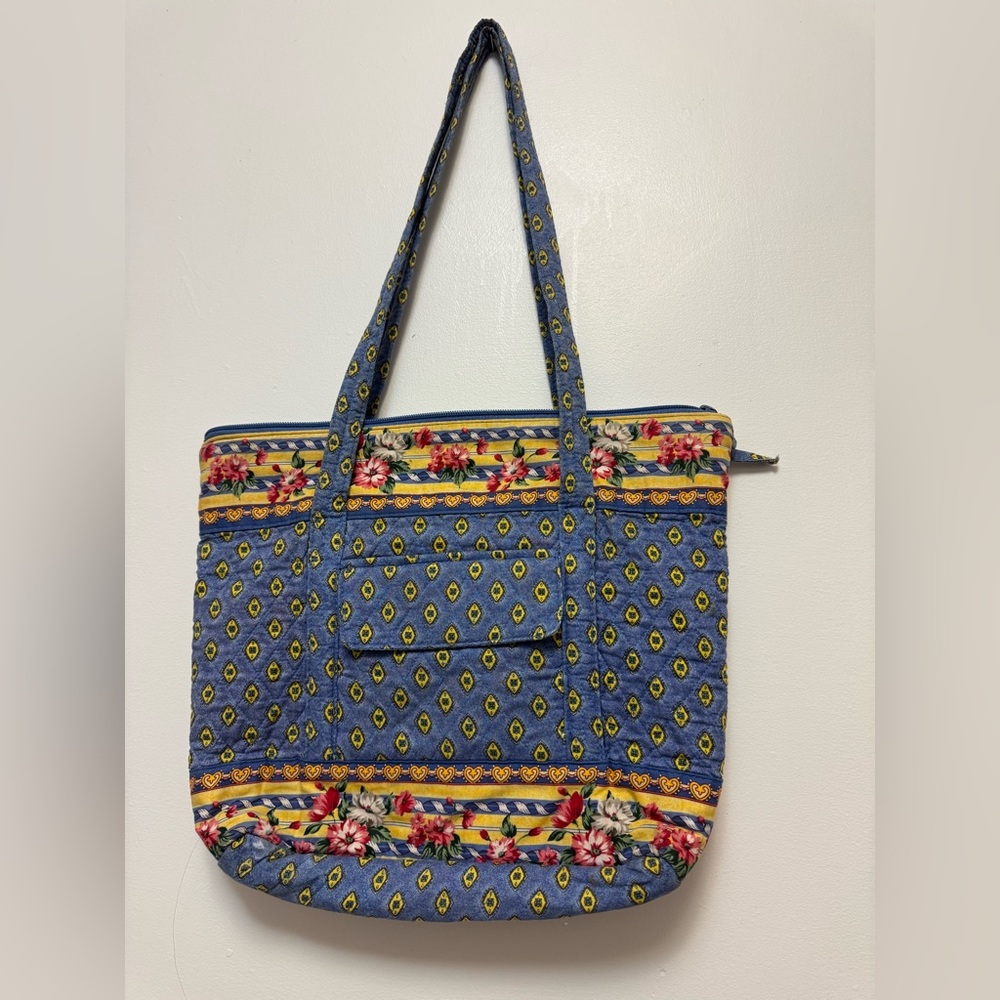Floral Blue and Yellow Tote Bag